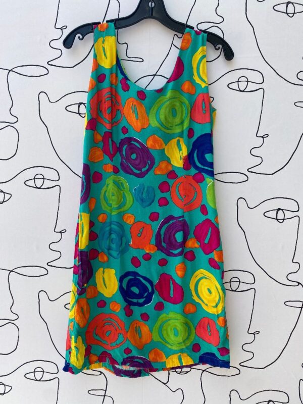 product details: 1990S ABSTRACT DOTTED SWIRL PRINT SLEEVELESS MINI DRESS photo