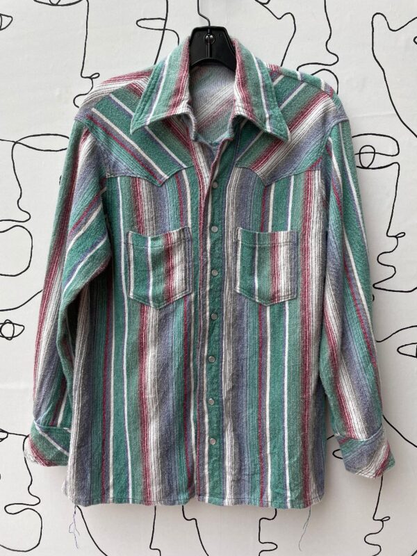 product details: VERTICAL STRIPED LONG SLEEVE SNAP-BUTTON DOWN SHIRT - SUPER SOFT photo
