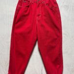 1980S SWEET CONTRAST WHITE STITCHING DENIM PANTS