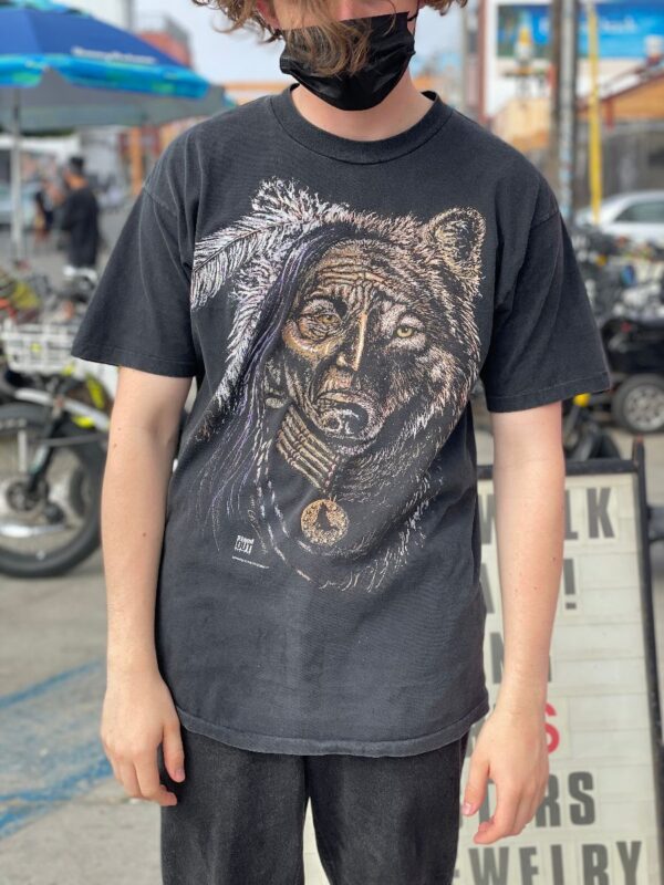 product details: 1990S WOLF & INDIAN CHIEF ILLUSTRATION GRAPHIC T-SHIRT photo