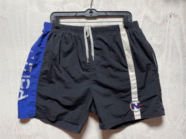 product details: NICE 1990S NAUTICA SIDE LOGO COMPETITION COLOR BLOCK SWIM TRUNKS photo