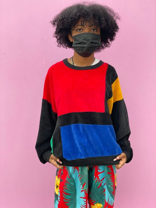 product details: DOPE VELOUR COLOR BLOCK PULLOVER SWEATER #MONDRIAN photo