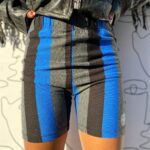 1990S DEADSTOCK VERTICAL STRIPED STRETCH BIKER ATHLETIC SHORTS