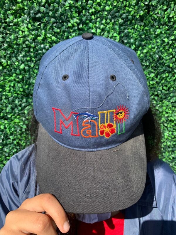 product details: 1990S EMBROIDERED MAUI HIBISCUS FLOWER TWO TONE SNAPBACK HAT photo