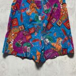 FUNKY ILLUSTRATED BEACH SCENE COTTON PRINTED SHORTS