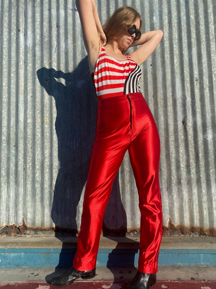 As-is Incredible 70s High Waisted Satin Roller Disco Pants