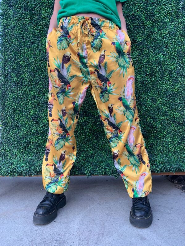 product details: GORGEOUS SILKY TROPICAL BIRD TAPERED LEG PANTS photo