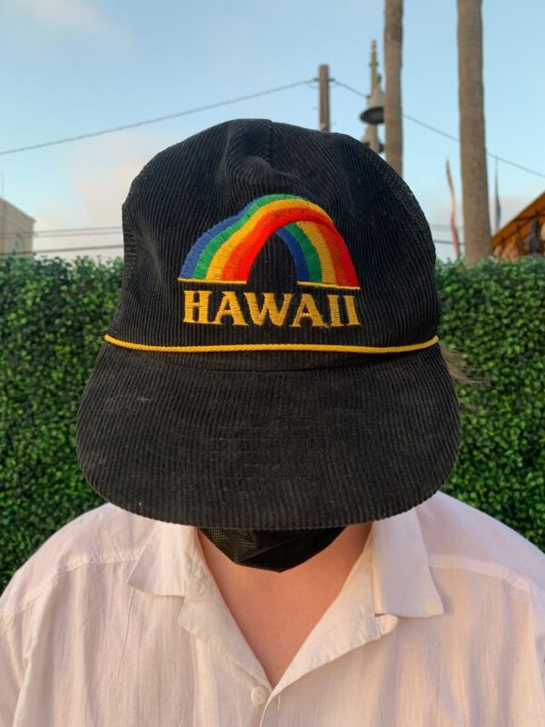 product details: RAD 1980S HAWAII RAINBOW EMBRODIERED CORDUROY TRUCKER HAT photo