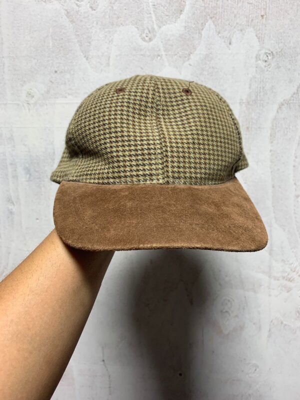 product details: 1990S WOOL & SUEDE HOUNDSTOOTH TWO TONE BASEBALL HAT photo