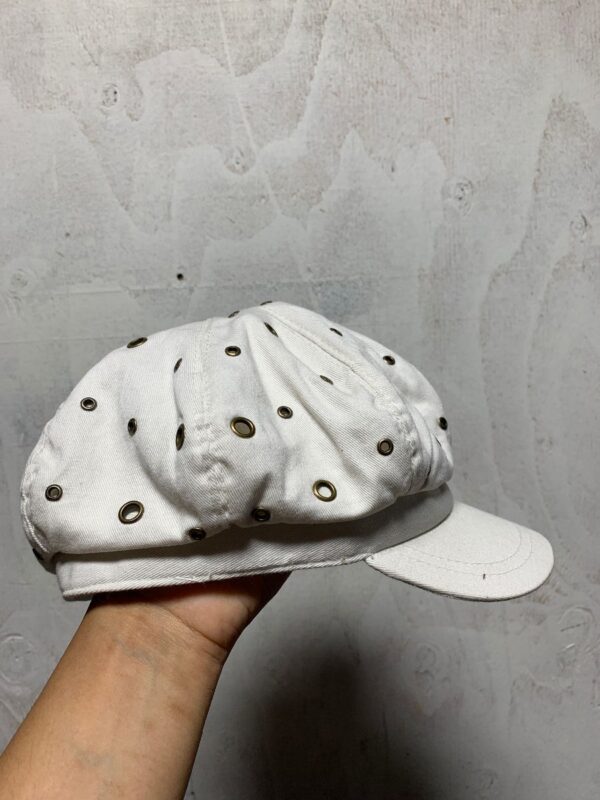product details: SUPER CUTE 1990S Y2K CANVAS NEWSBOY HAT ALLOVER GROMMETS photo