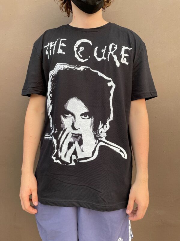product details: THE CURE CLASSIC ROBERT SMITH SILHOUETTE BOYS DONT CRY BACK GRAPHIC GRAPHIC TSHIRT *LOCAL DESIGNER photo