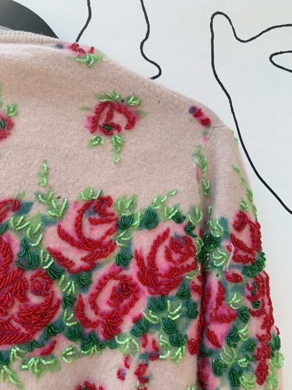 As-is Super Delicate Angora Wool Sweater With Beaded Roses | Boardwalk ...
