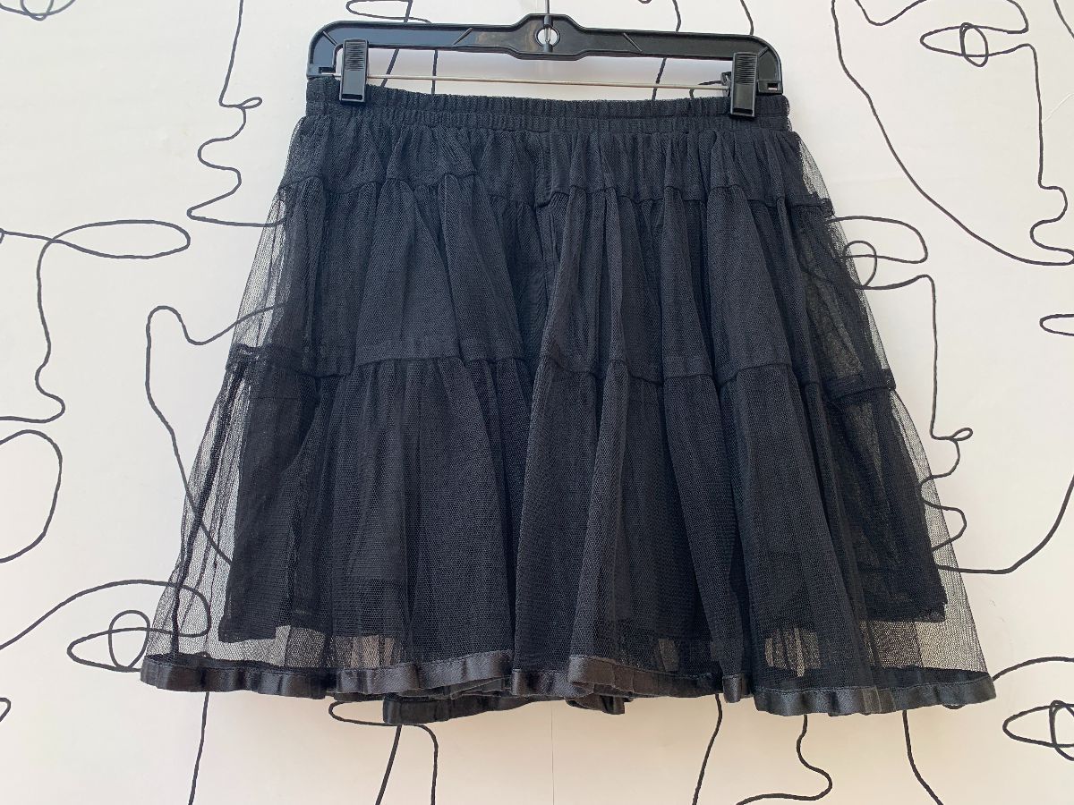 Black Mesh Tutu Crinoline Style Ruffled Skirt | Boardwalk Vintage