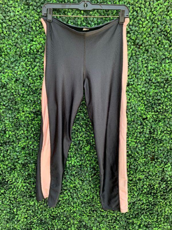 product details: VINTAGE 1980S SHINY SPANDEX TWO-TONE LEGGINGS AS-IS photo