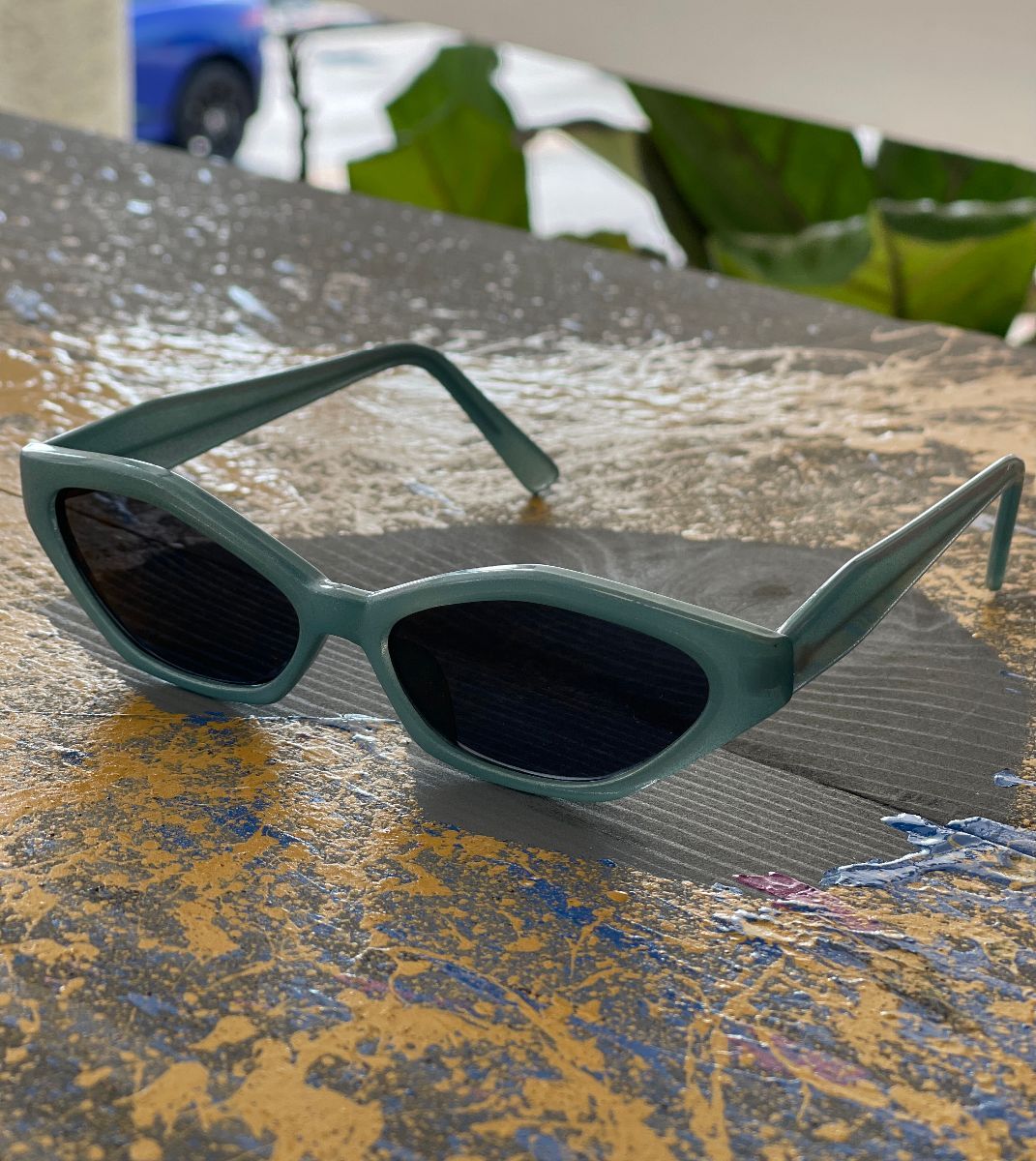 So 90s Metallic Narrow Frame Sunglasses Boardwalk Vintage