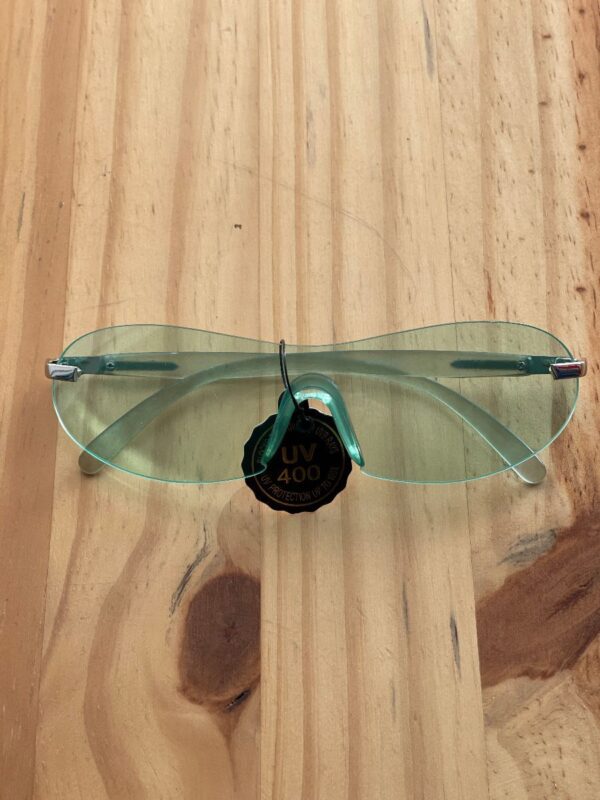 product details: 1990S NWT CLEAR COLORED NARROW Y2K ROUNDED SHIELD SUNGLASSES photo