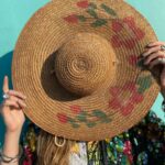 HAND PAINTED SUPER WIDE BRIM STRAW HAT AS-IS