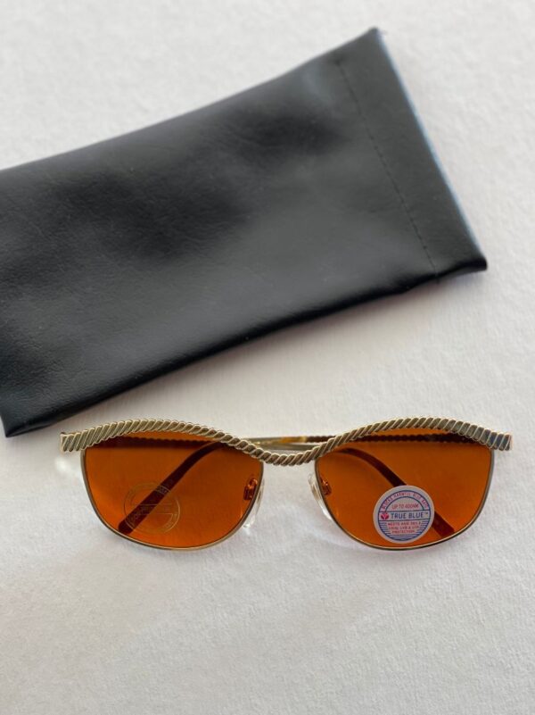 product details: GOLD PLATED ROPED FRAME AVIATOR STYLE ORANGE LENS SUNGLASSES photo