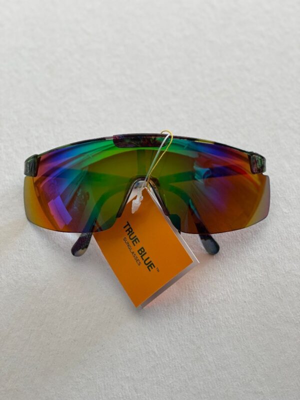 product details: NWT ABSTRACT POLYCARBONATE FRAME RAINBOW LENS MAXI SHIELD SUNGLASSES photo