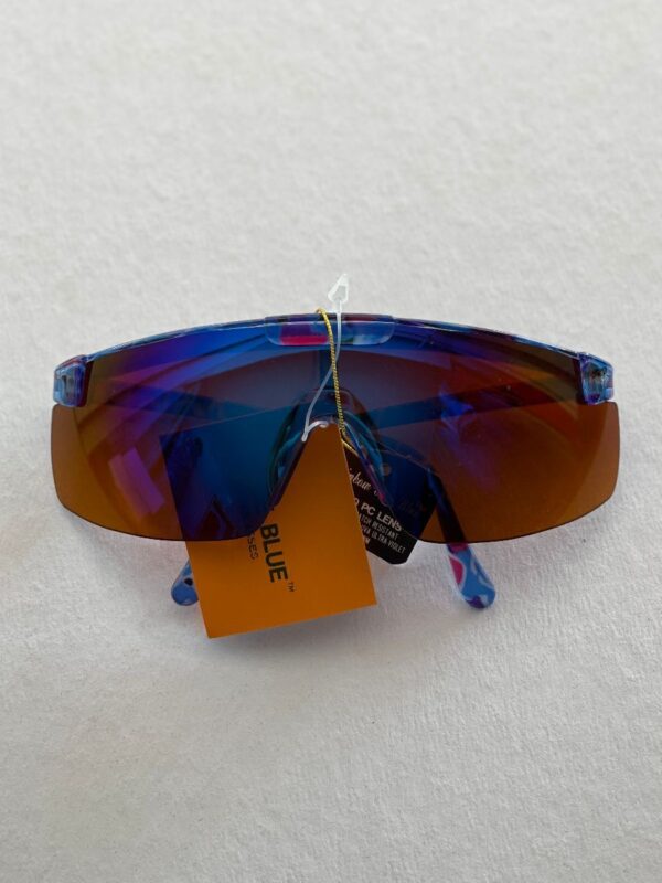 product details: NWT ABSTRACT POLYCARBONATE FRAME BLUE &AMP; PURPLE LENS MAXI SHIELD SUNGLASSES photo