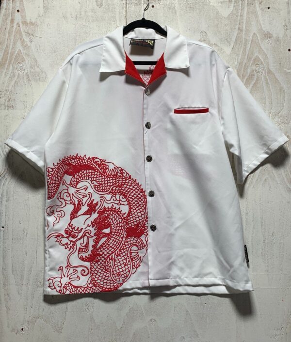 product details: RED DRAGON LUCKY DICE BUTTONS COLLARED SHIRT photo