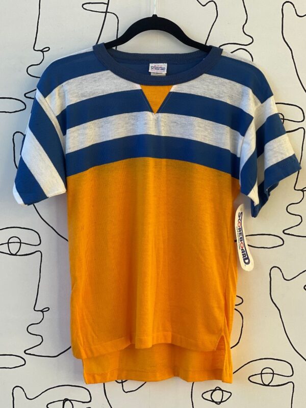 product details: AS IS - DEADSTOCK HI-LO STRIPED COLORBLOCK ATHLETIC TEE photo