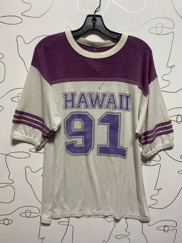 product details: AS IS - THIN HAWAII 91 STRIPED SLEEVE TWO-TONE T-SHIRT photo