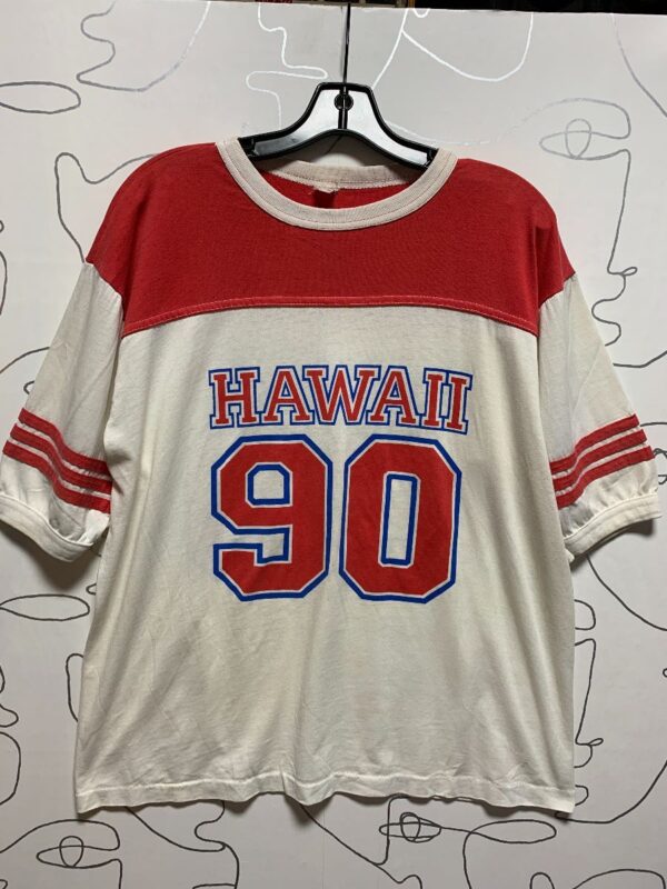 product details: AS IS - HAWAII 90 STRIPED SLEEVE TWO-TONE T-SHIRT photo