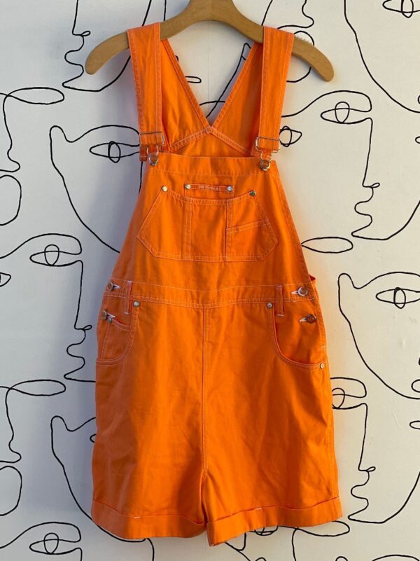 product details: AWESOME 1990S BRIGHT SORBET ORANGE COTTON OVERALL SHORTS photo
