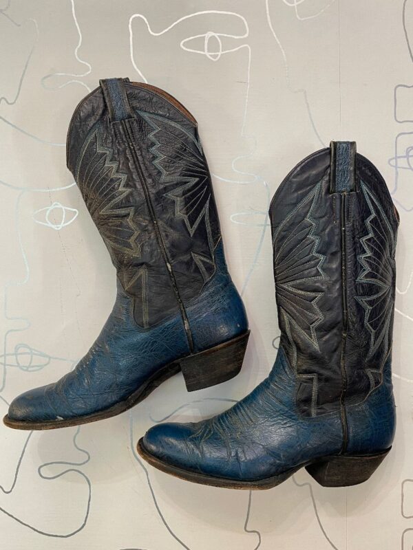 product details: AS-IS AWESOME BLUE LEATHER COWBOY BOOTS photo