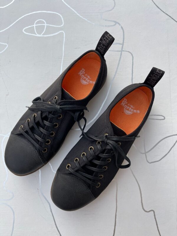 product details: SOLID NYLON LACE UP SNEAKERS ORANGE LINING LEATHER TRIM photo