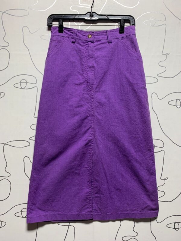 product details: SUPER CUTE 1980S COTTON TWILL BUTTON DOWN MIDI SKIRT W/ SIDE BUCKLE photo