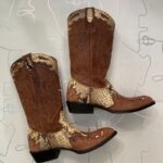 SUEDE & LEATHER AUTHENTIC SNAKESKIN COWBOY BOOTS, MADE IN MEXICO