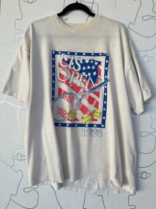 product details: AS IS - 1991 US OPEN TENNIS AMERICAN FLAG GRAPHIC T-SHIRT photo