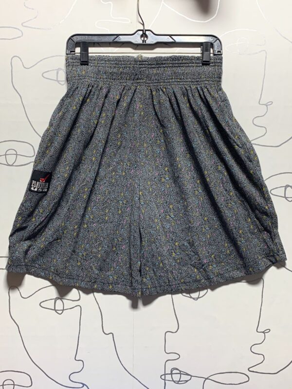 product details: FUN 90S DEADSTOCK ABSTRACT ALLOVER DOODLE PRINT COTTON SHORTS photo