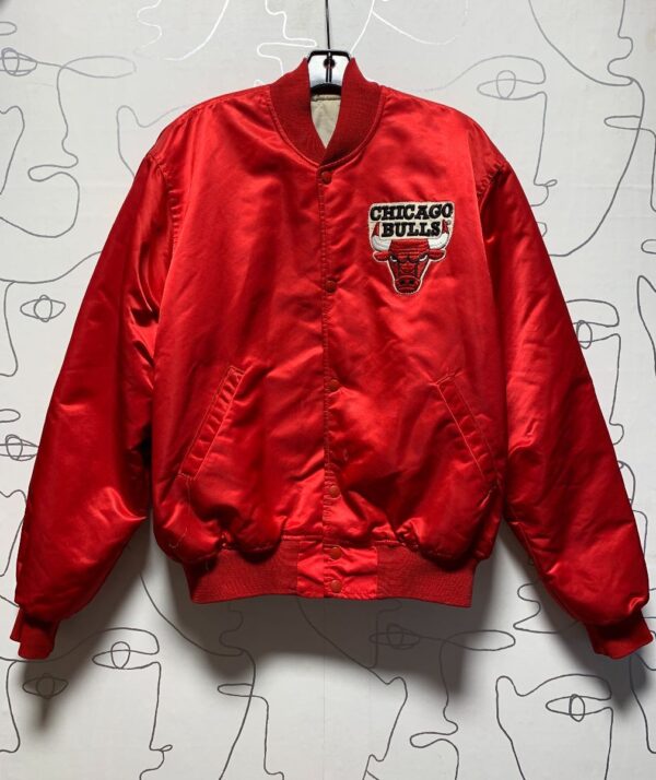 product details: AS IS- VINTAGE CHICAGO BULLS CLASSIC SNAP UP SATIN BOMBER JACKET photo