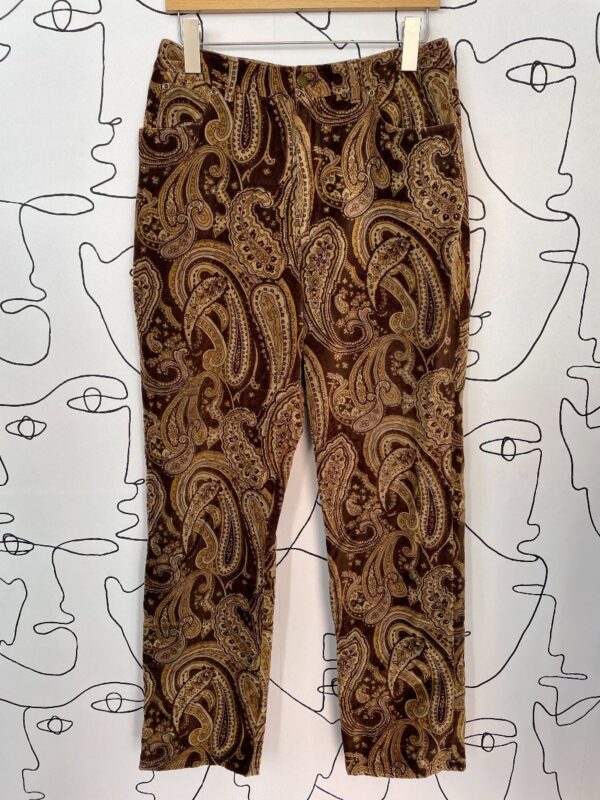 product details: PAISLEY VELVET PANTS NEUTRAL TONE photo