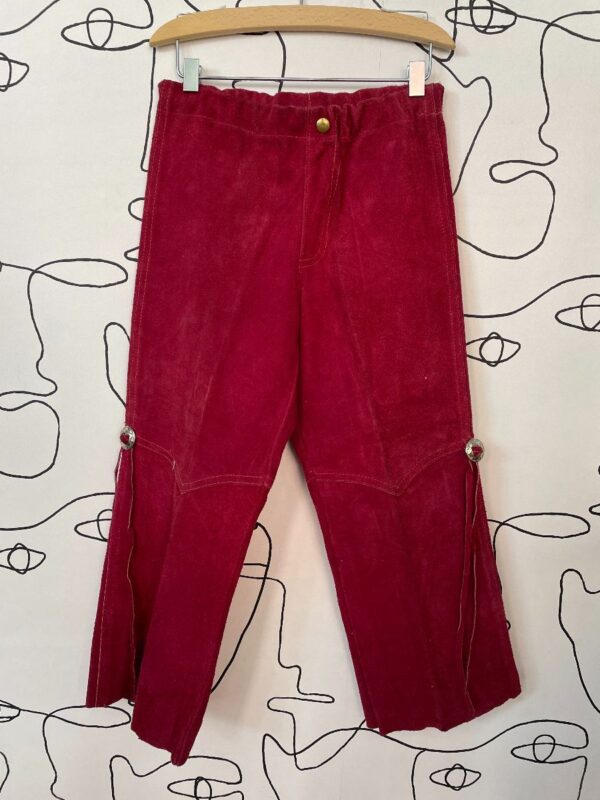product details: LITTLE COWBOY SUEDE PANTS WITH CONCHO DETAIL AND FRINGE photo