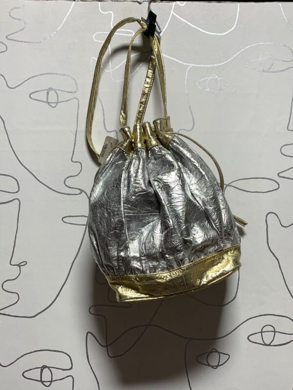 product details: TWO TONE METALLIC BUCKET BAG - AS IS photo