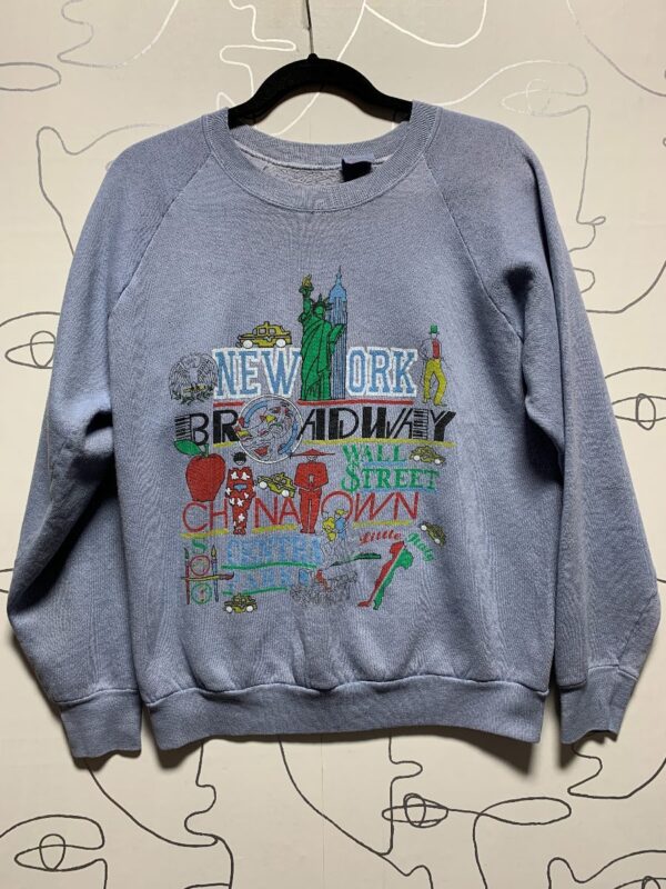 product details: DYED RETRO NEW YORK NEW YORK SIGHTS GRAPHIC PULLOVER SWEATSHIRT photo