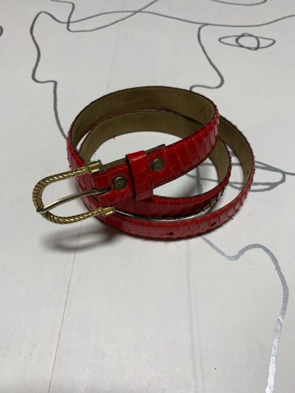 product details: SNAKESKIN LEATHER BELT WITH GOLD BUCKLE photo