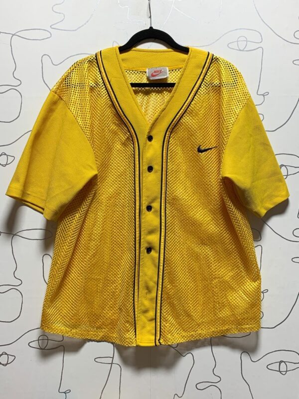 product details: AS IS-NIKE NETTED BUTTON UP SHORT SLEEVE BASEBALL STYLE JERSEY MADE IN USA photo