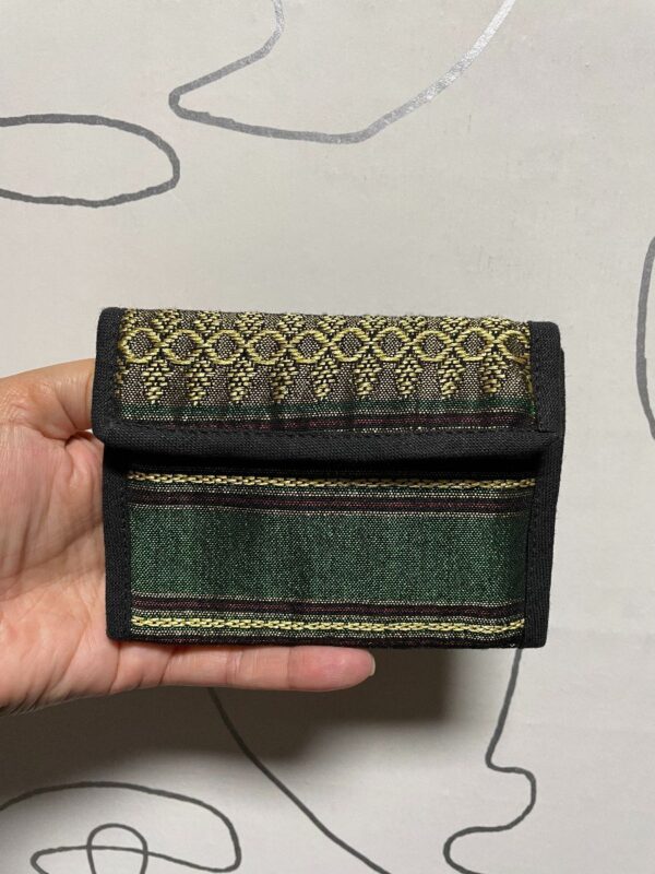 product details: SHIMMERY TEXTILE FOLDED WALLET WITH VELCRO BUCKLE photo