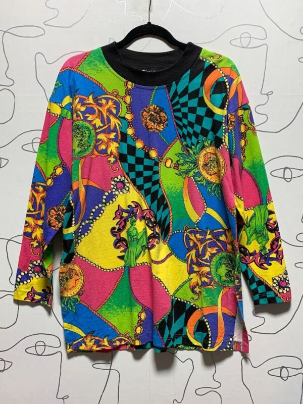 product details: #BRIGHT! VERSACE STYLE PRINT LONG SLEEVE PULLOVER COTTON SHIRT photo