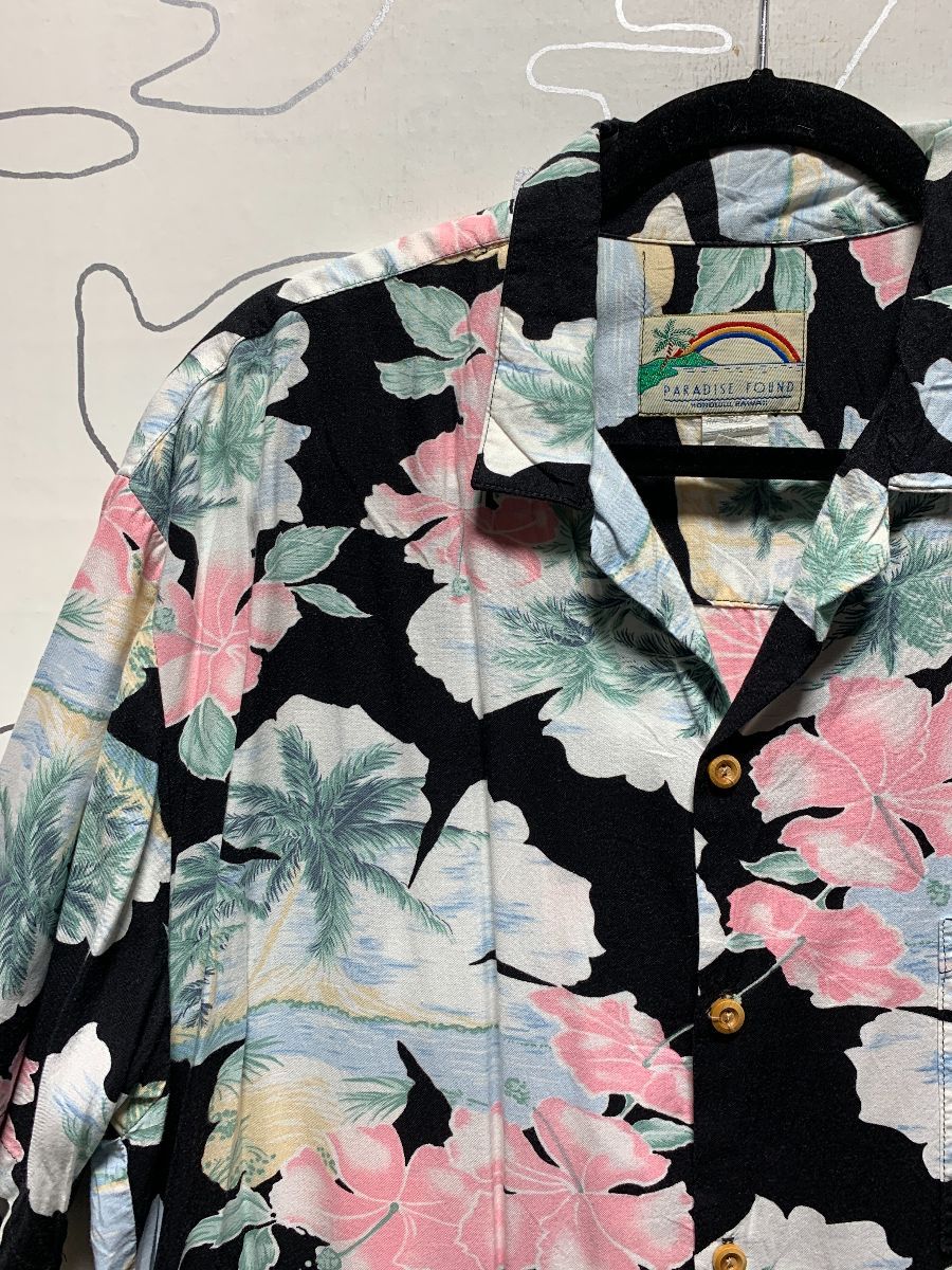 Classic Pastel Color-way Floral Tropical Print Rayon Hawaiian Shirt ...
