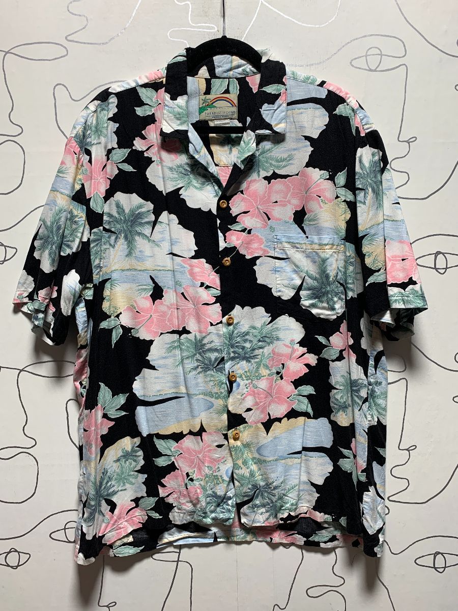 Classic Pastel Color-way Floral Tropical Print Rayon Hawaiian Shirt ...
