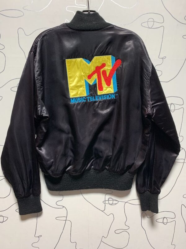 product details: RETRO MTV EMBROIDERED SATIN BUTTON UP JACKET photo