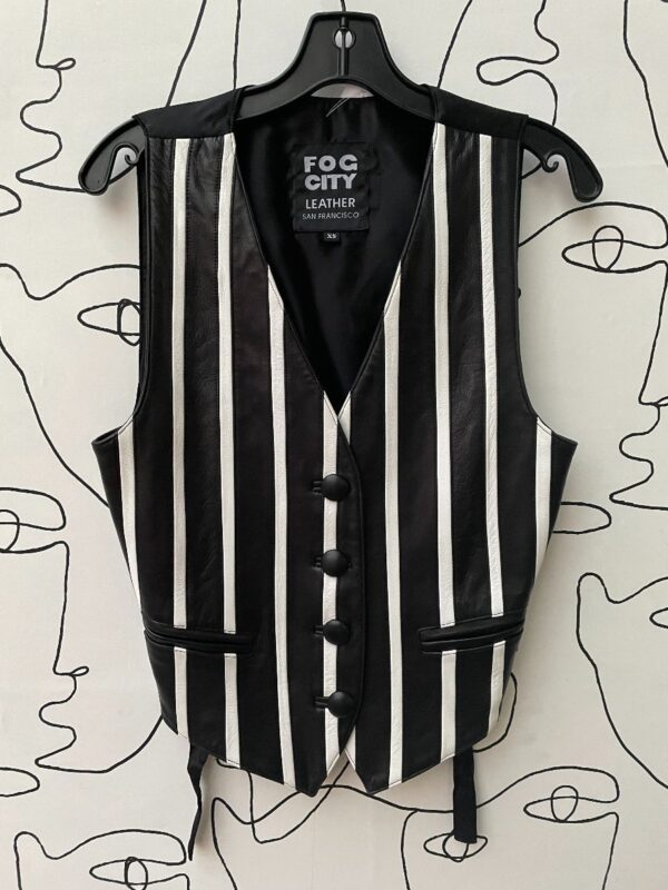 product details: AMAZING VERTICAL STRIPED LEATHER VEST photo