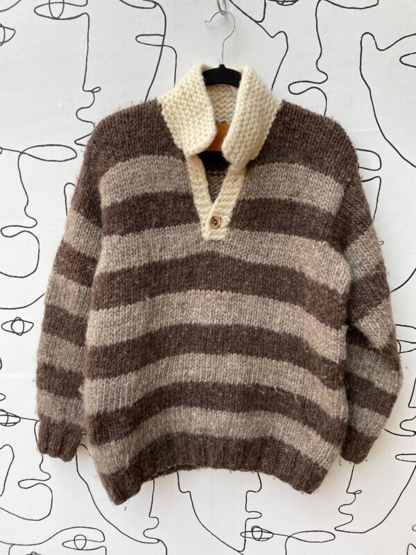 product details: AWESOME CHUNKY STRIPED KNIT MOHAIR BLEND SWEATER MADE IN CANADA photo