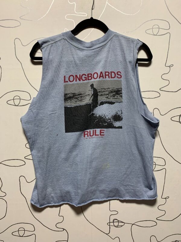 product details: AS IS SLEEVELESS PURE BEACH LONGBOARDS RULE GRAPHIC TEE photo